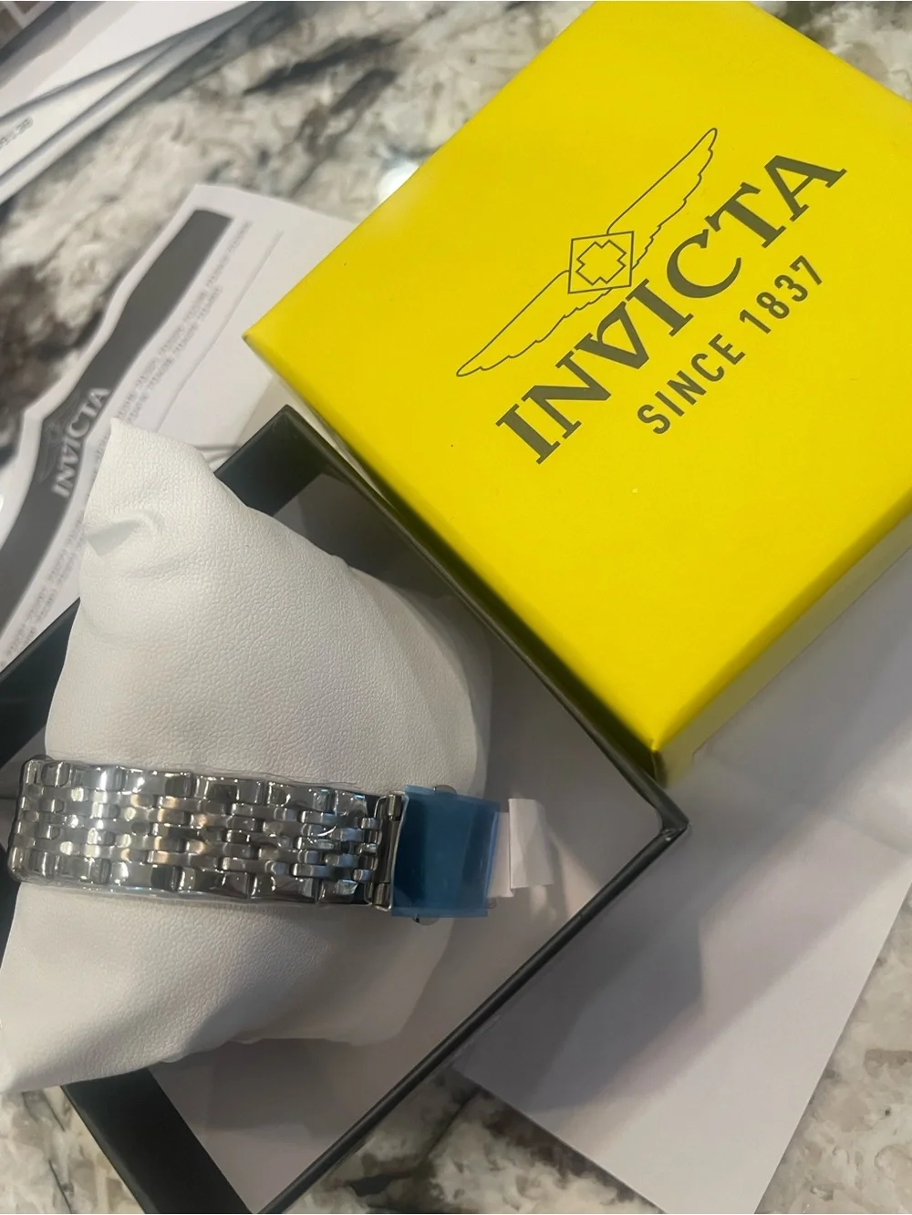 Invicta Men’s Silver Stainless Steel Bracelet Watch with Mother-of-Pearl Dial